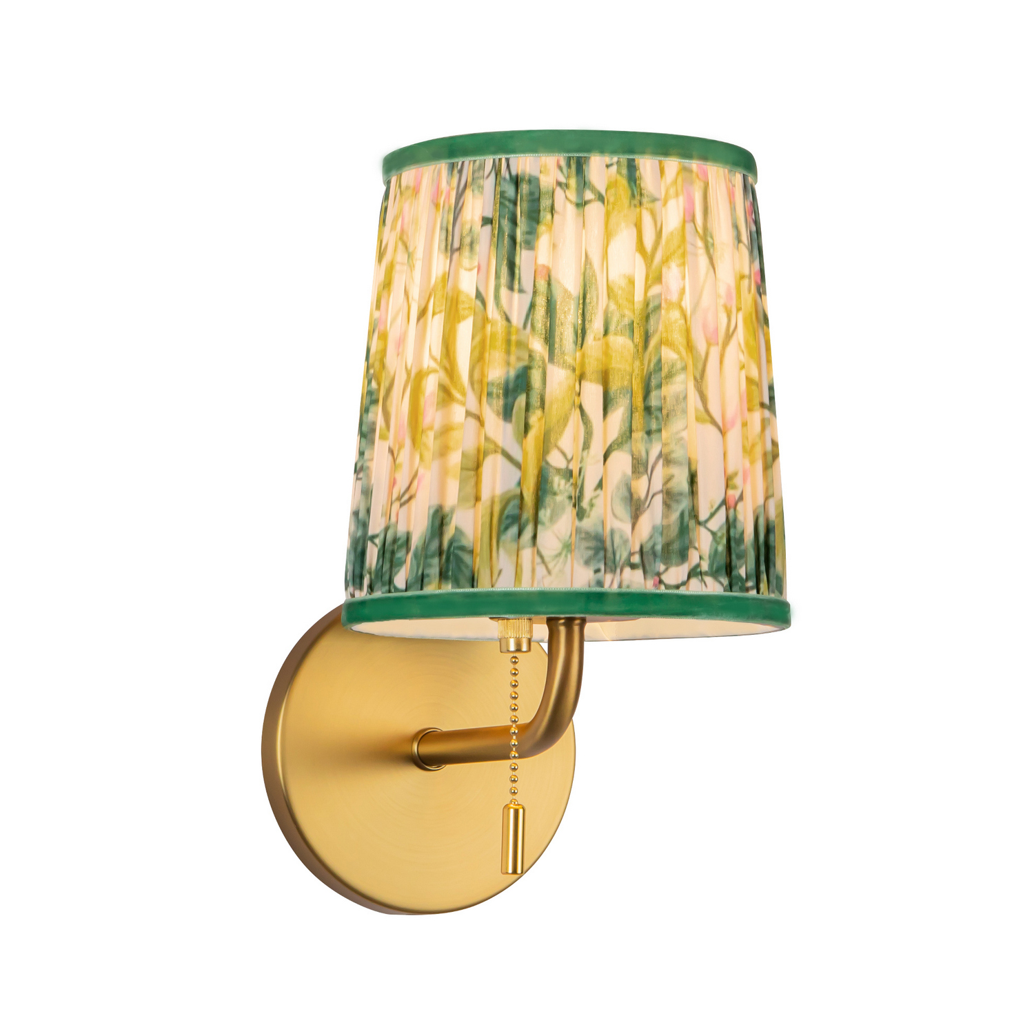 Brushed Gold Green Linen Bathroom Vanity Light from the Scout Collection