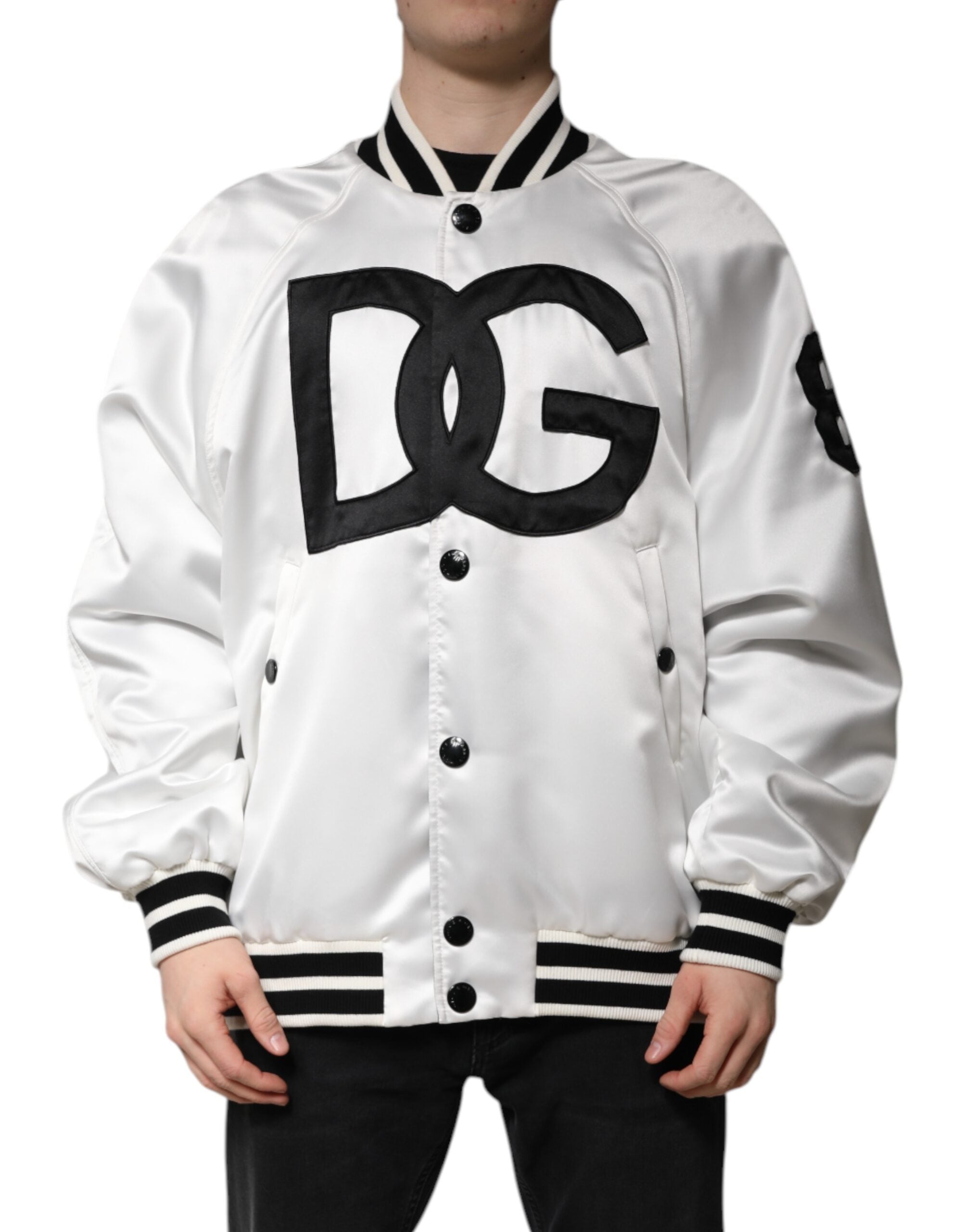DG Logo Jersey Bomber Jacket — White