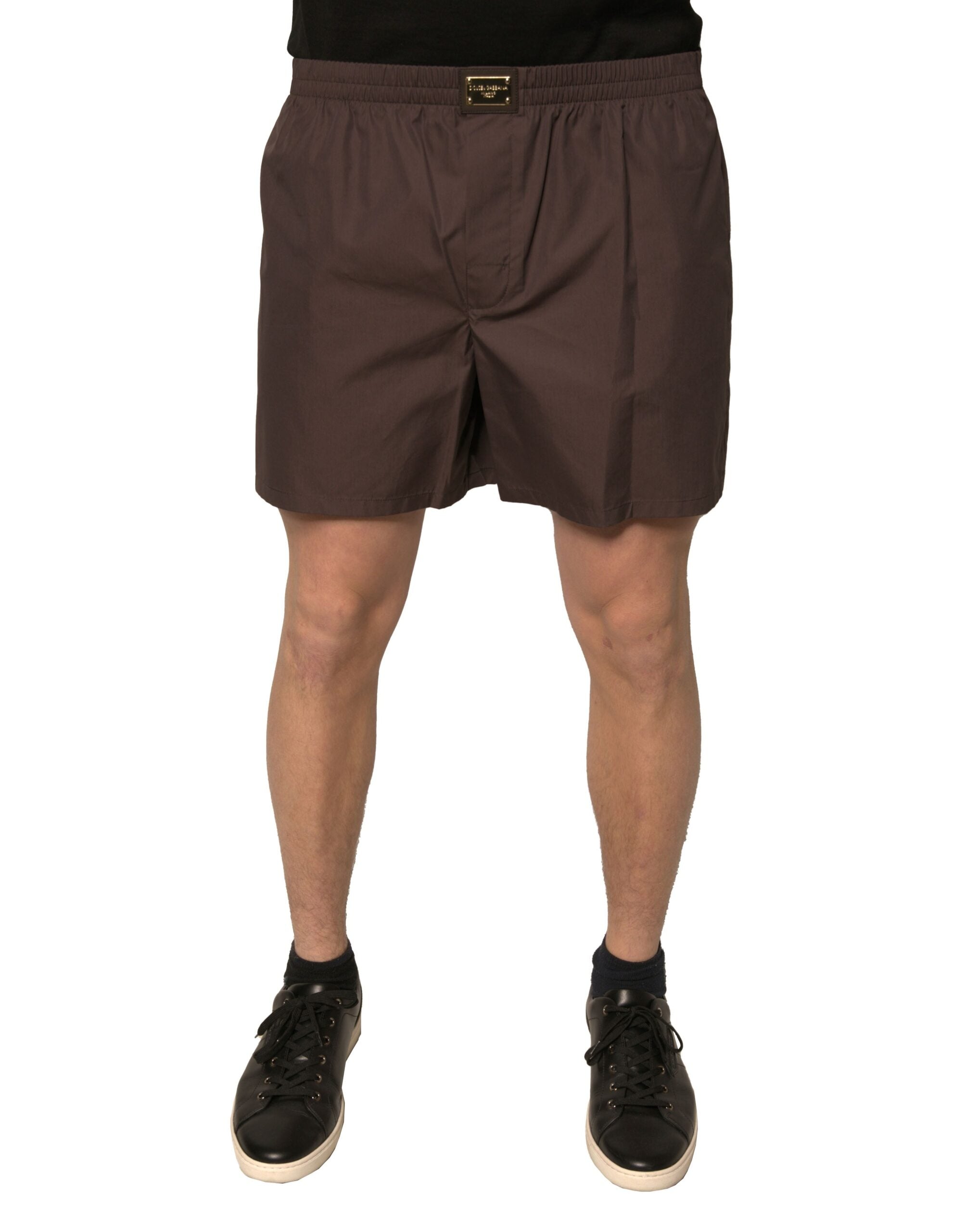Cotton Silk Blend Bermuda Shorts — Brown