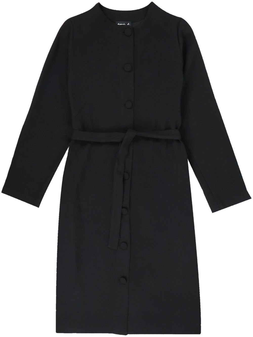 Belted single-breasted coat - Black
