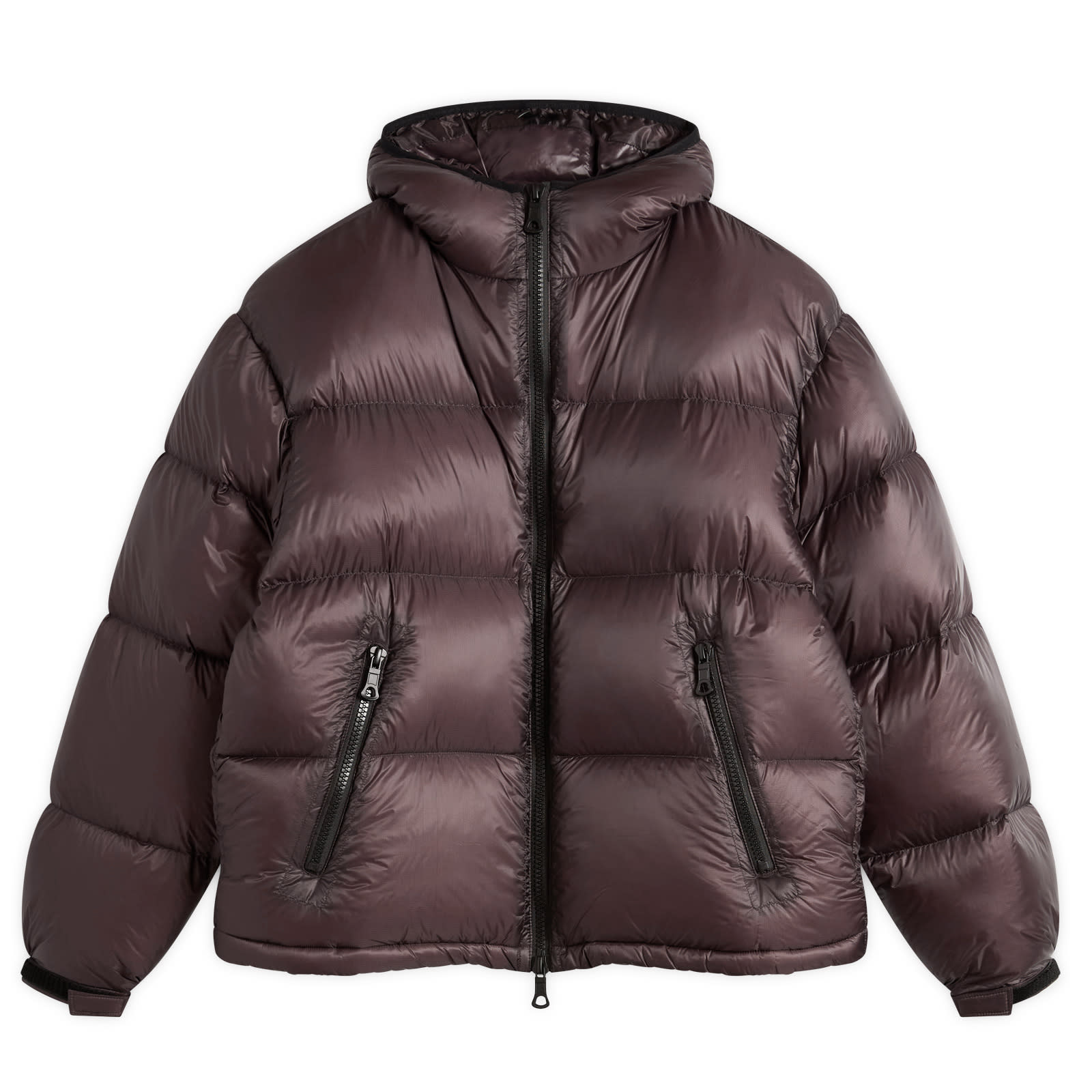 Men's Translucent Hooded Bubble Jacket in Raisin