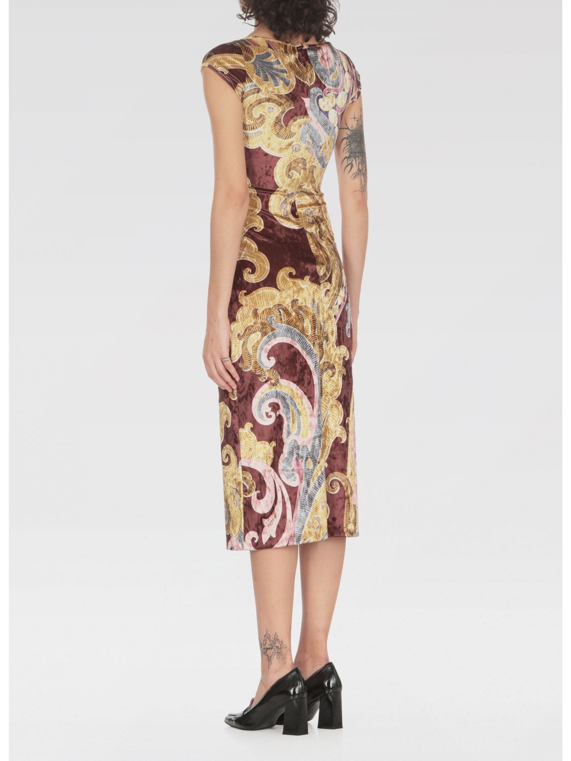Paisley-printed chenille dress - Red
