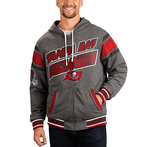 Men's Red/Gray Tampa Bay Buccaneers Extreme Full Back Reversible Hoodie F