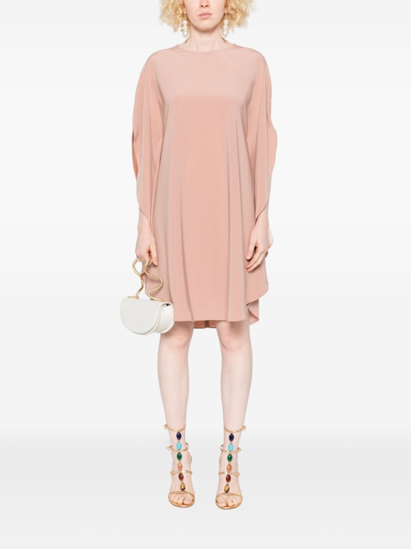 Pink Split-sleeve Midi Dress