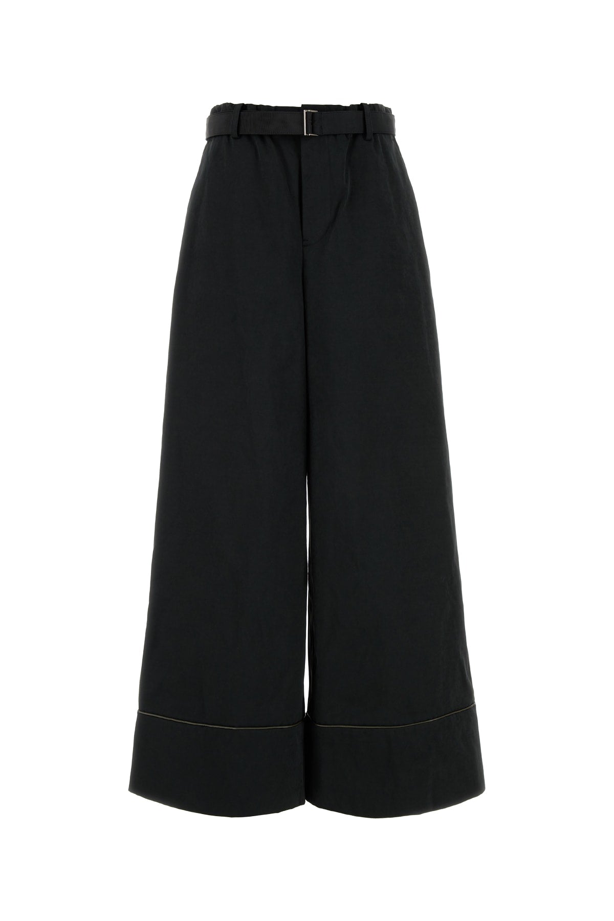 Wide-Leg Tailored Trousers — Black
