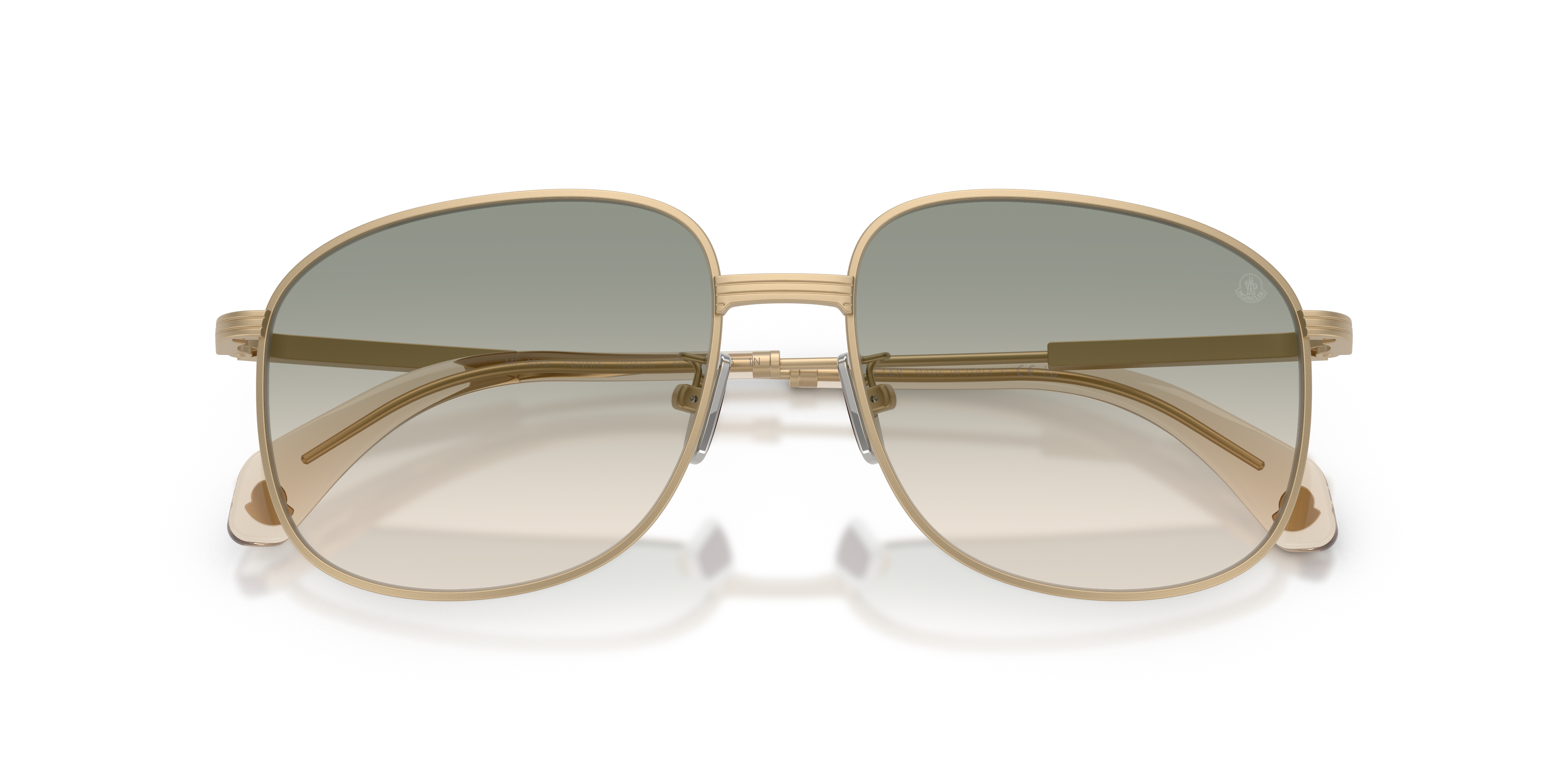 Moncler Unisex Moncler ME4013 FENNIX 10242C Gafas de sol Acero Oro Marrón Piloto Normal Matizado