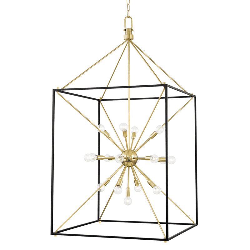 Aged Brass Black 25 Light Chandelier from the Glendale Collection