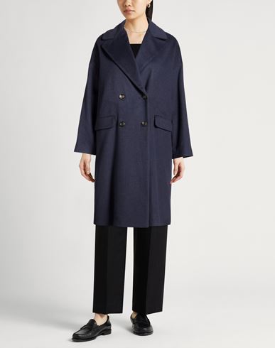 Woman Coat Midnight blue Size 4 Wool