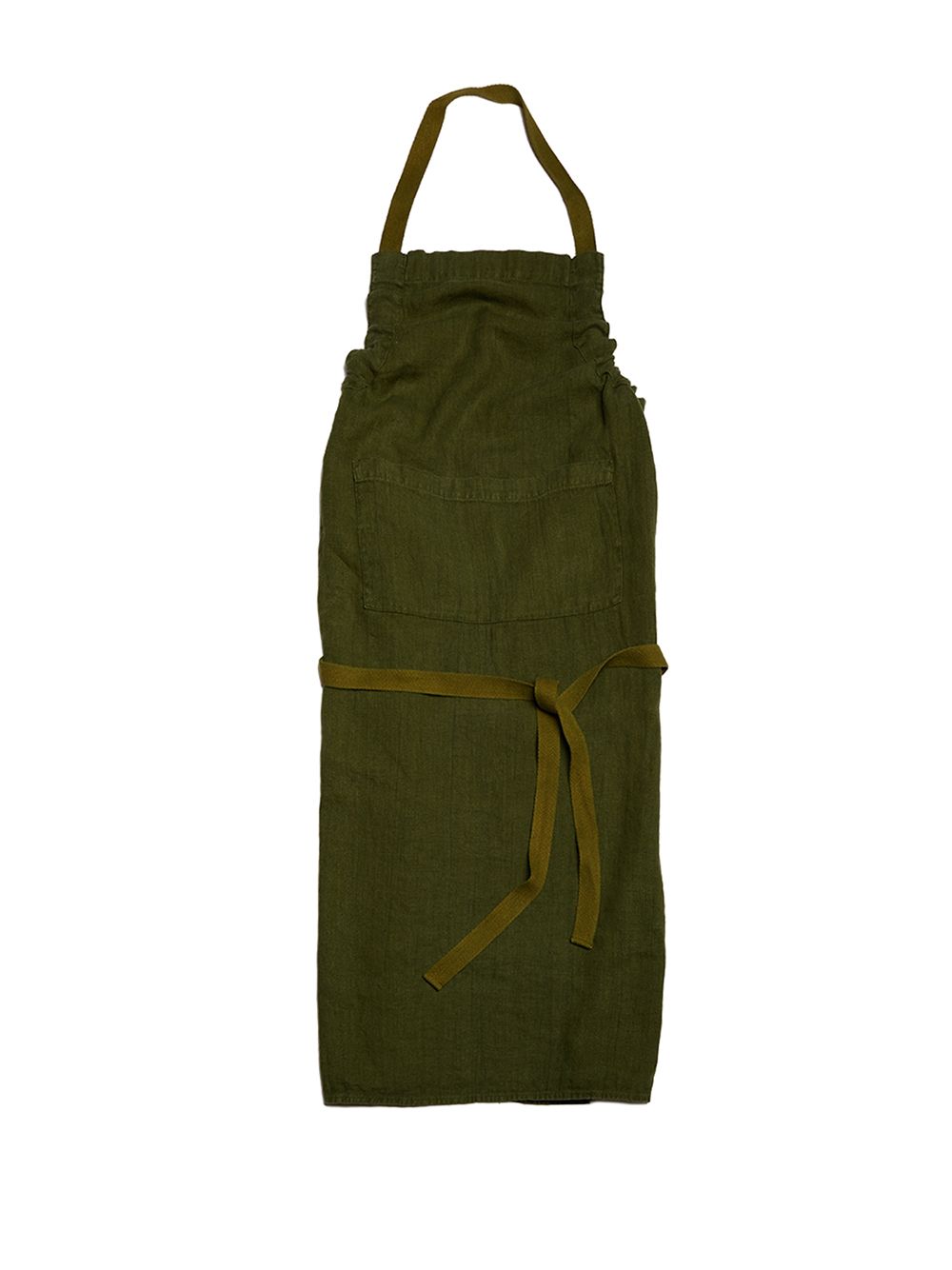 Front-pouch linen apron - Green