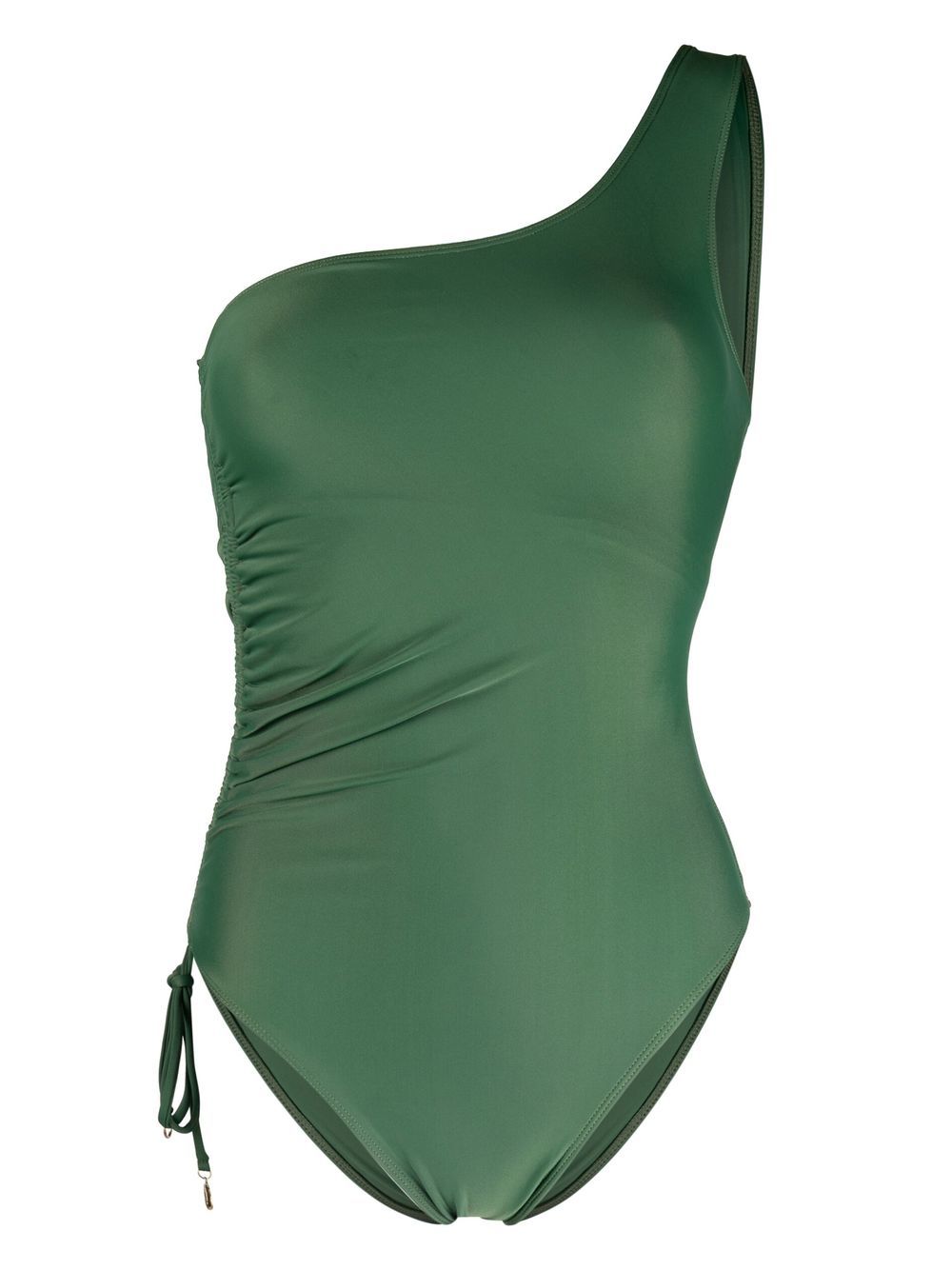 One-shoulder draped swimsuit - Green