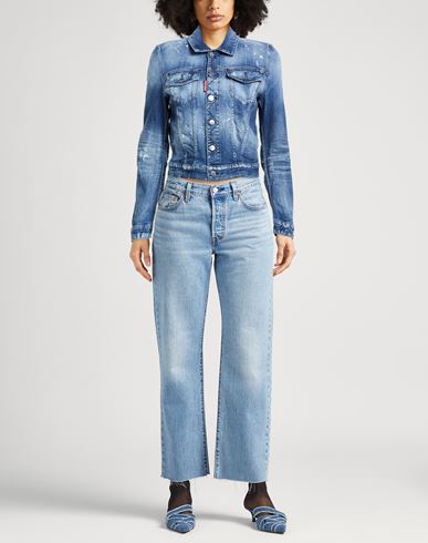 Woman Denim outerwear Blue Size 0 Cotton, Elastane