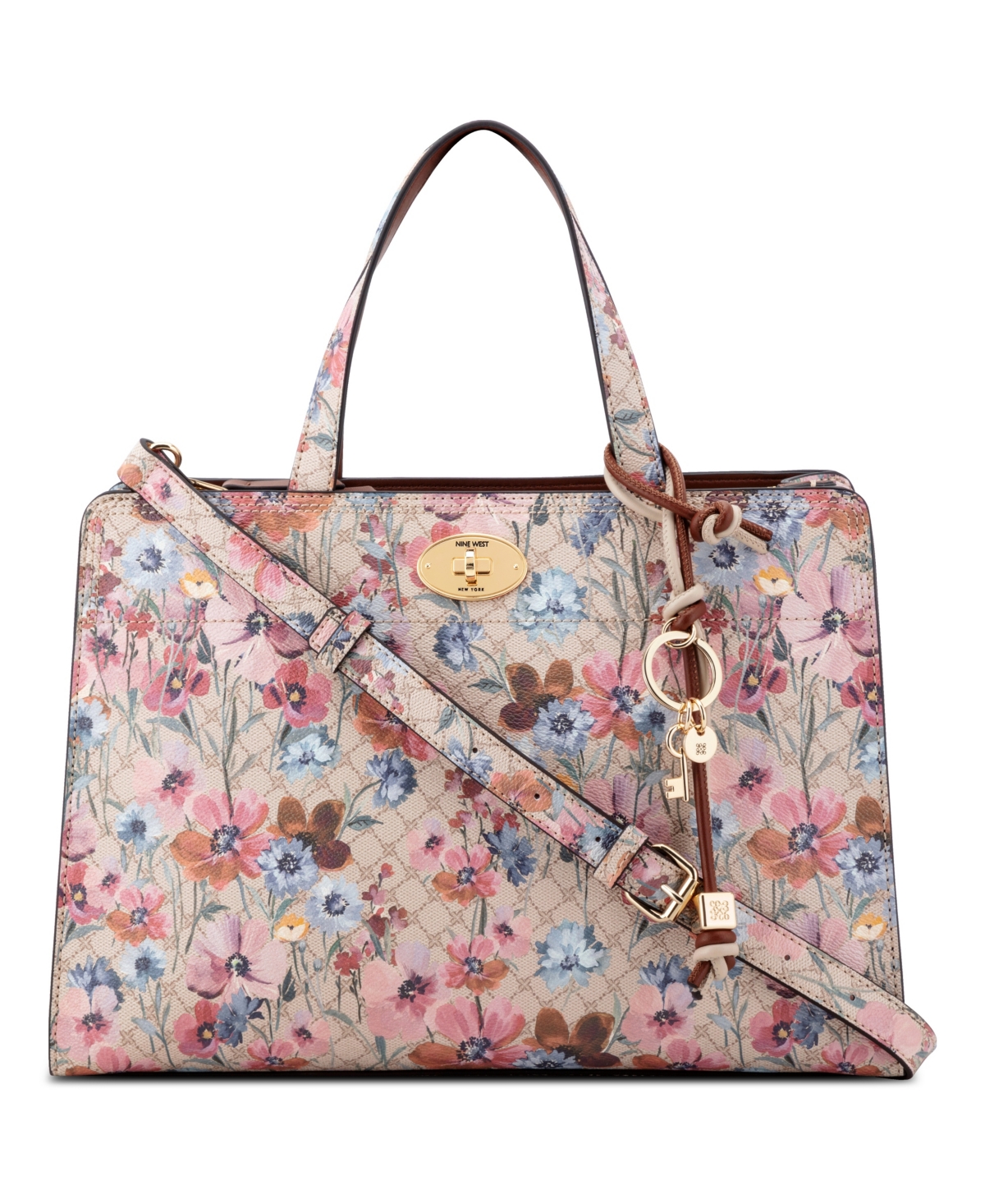 Khora Large Tote Handbag - Floral Logo Chestnut