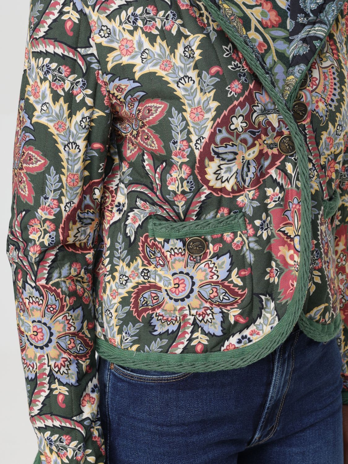 Paisley-print cropped jacket - Green