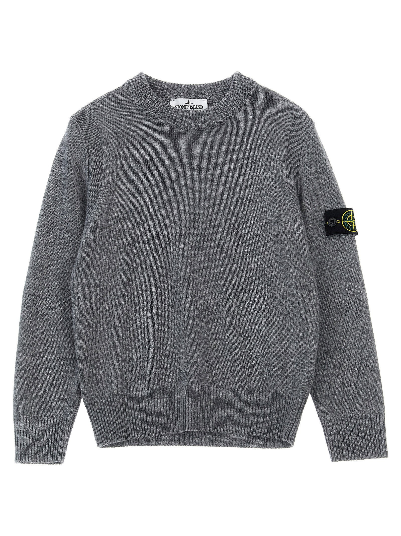 Wool-Blend Crew Neck Sweater — Grey