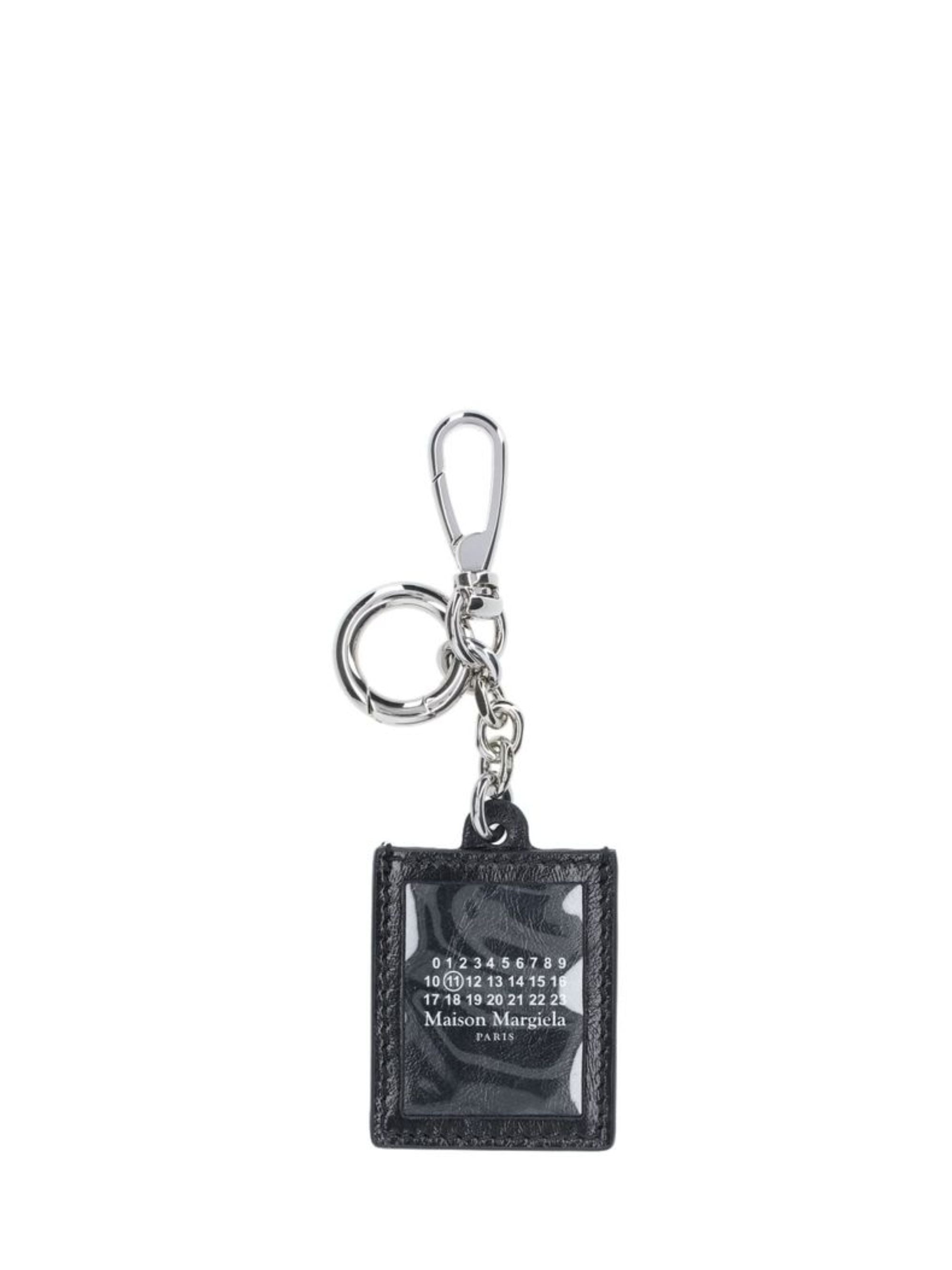 Logo Keychain with Silver Hardware and Signature Stitching
