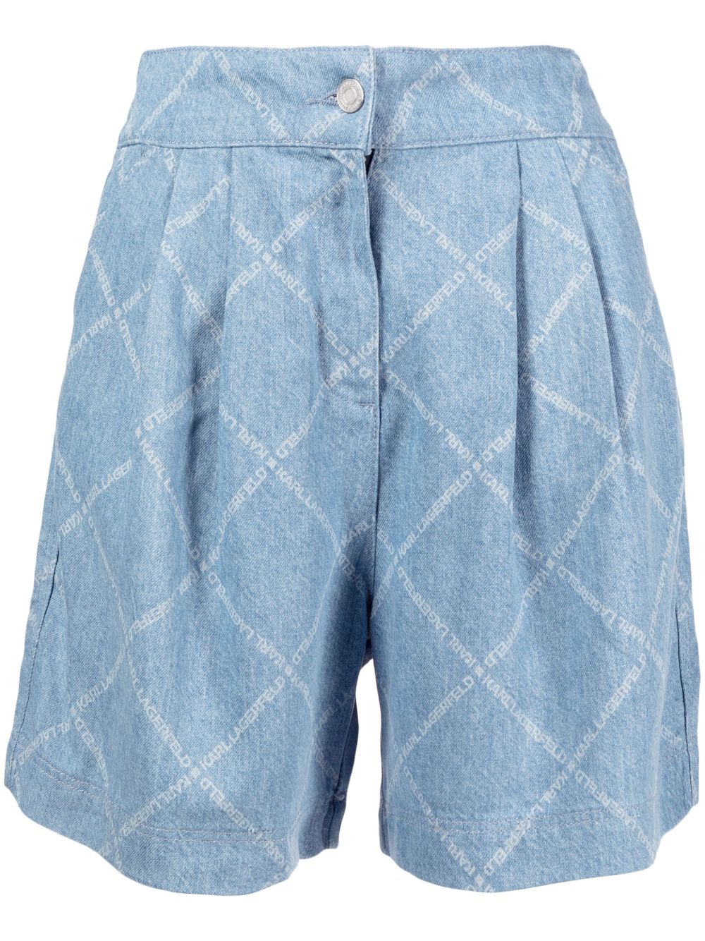 Logo-print denim shorts - Blue
