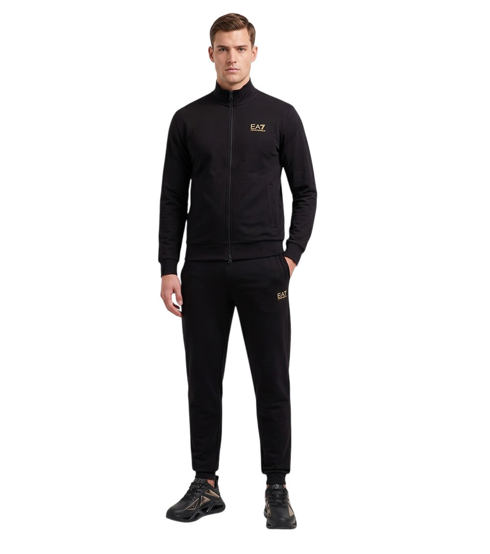 Black Cotton Logo Tracksuit