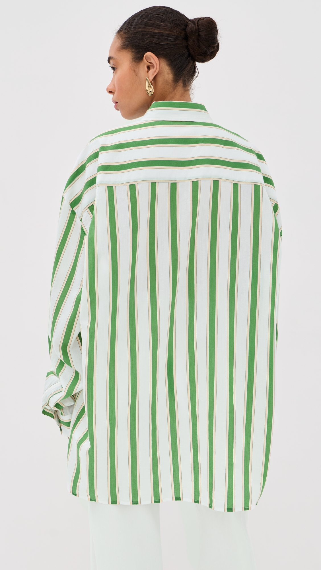 Button Down Shirt Green And White Stripes