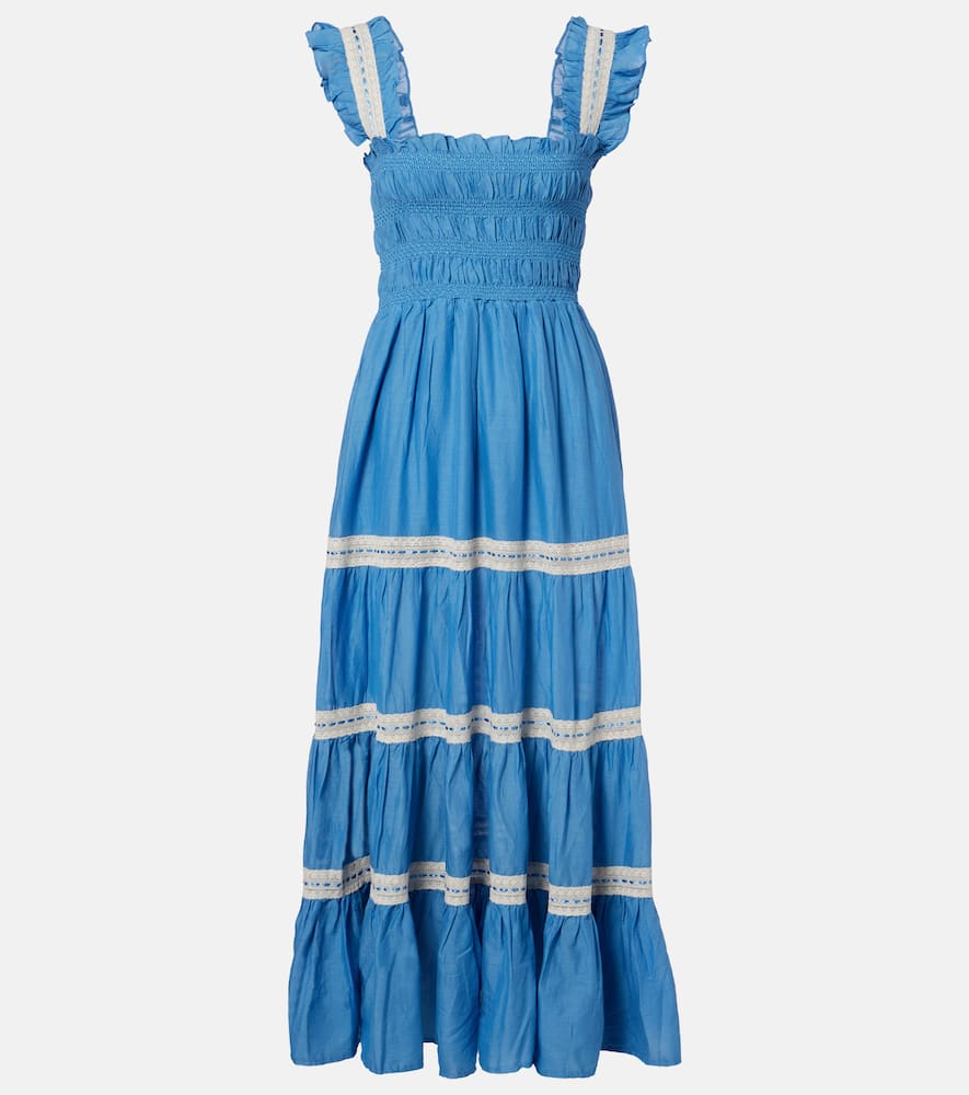 Aubrie lace-trimmed cotton voile midi dress