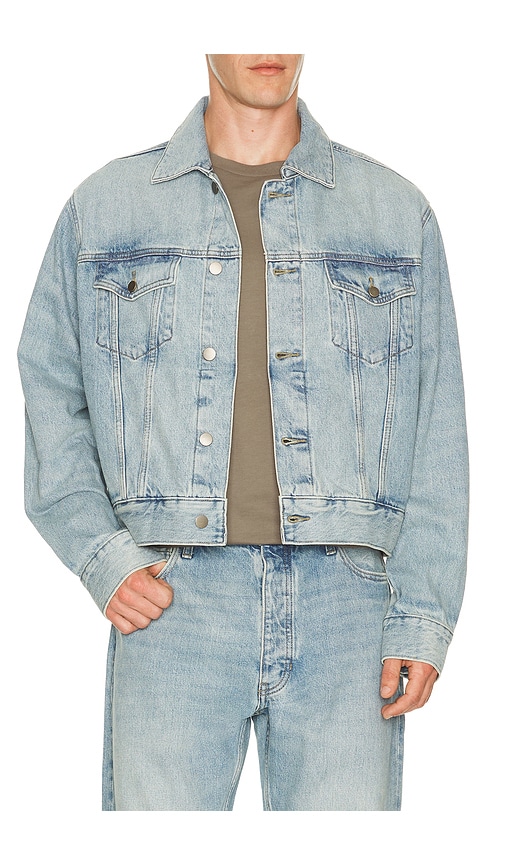 Fear of God ESSENTIALS Classic Denim Jacket in Classic Blue - Blue. M also in L, S, XL/1X, XS, XXL/2X