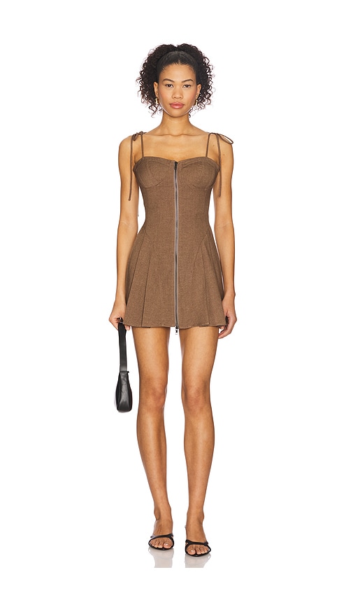 Superdown Elanor Mini Dress in Brown.  XS. Also in L, M, S