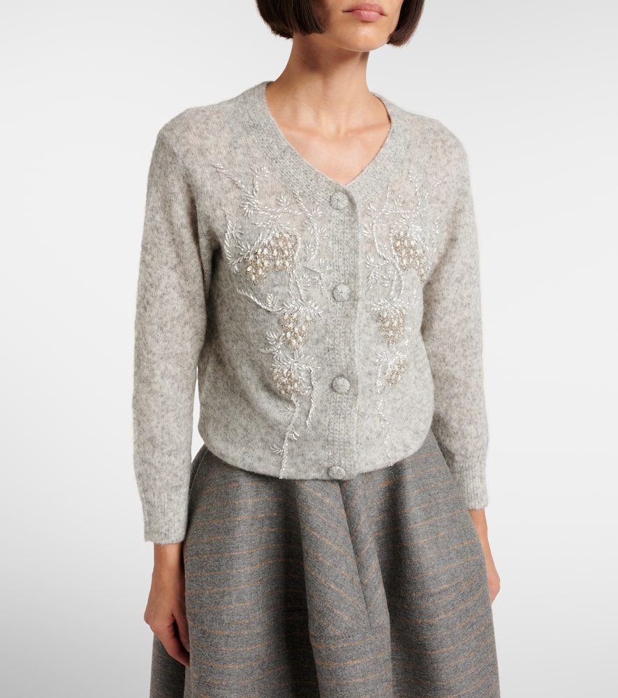 Beaded alpaca and wool-blend cardigan