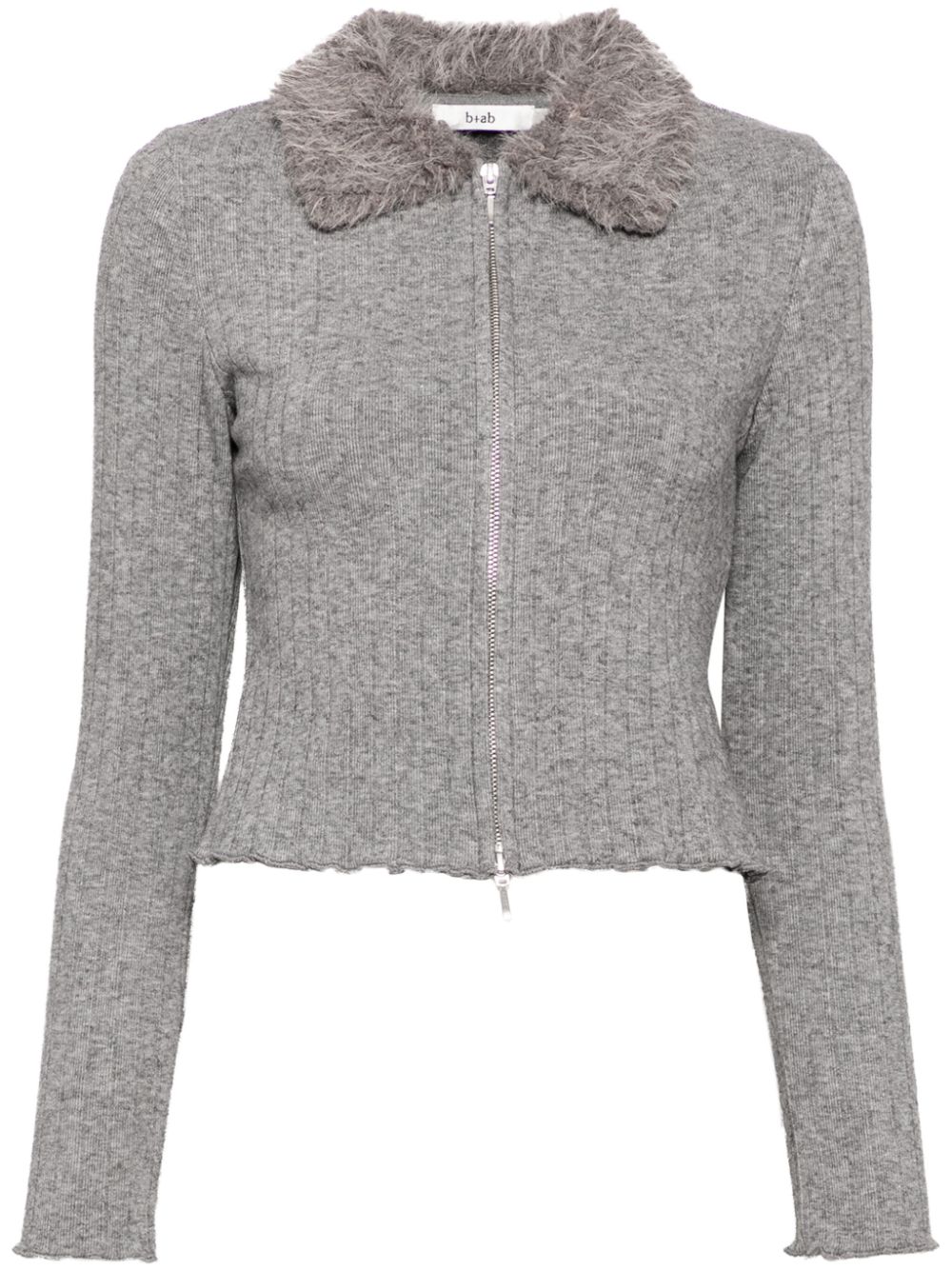 Zip-up ribbed cardigan - Grey