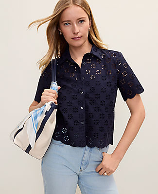 Ann Taylor Petite Eyelet Blouse