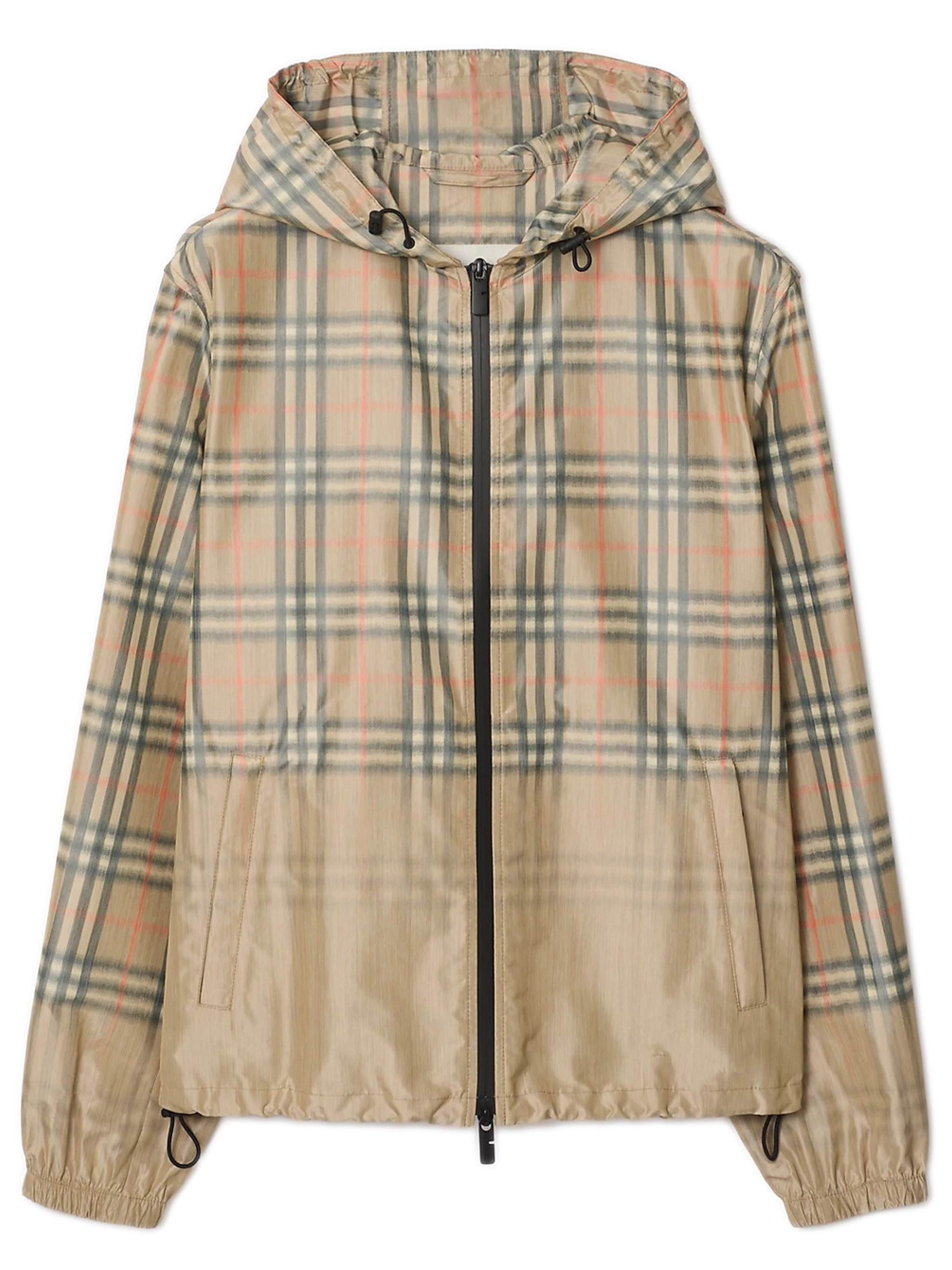 Men's Two-Way Zip Closure Jacket with Drawstring Hem and Hood - Size M