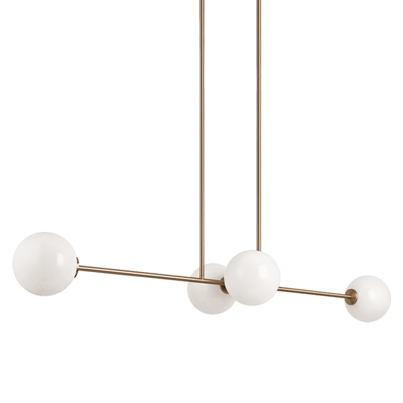 Aged Gold Brass Four Light Chandelier from the Novo Collection