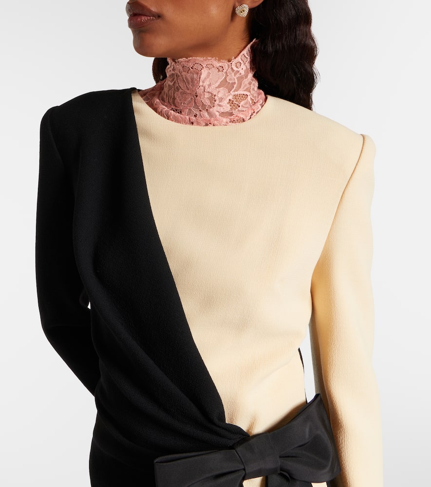 Silk-trimmed virgin wool midi dress