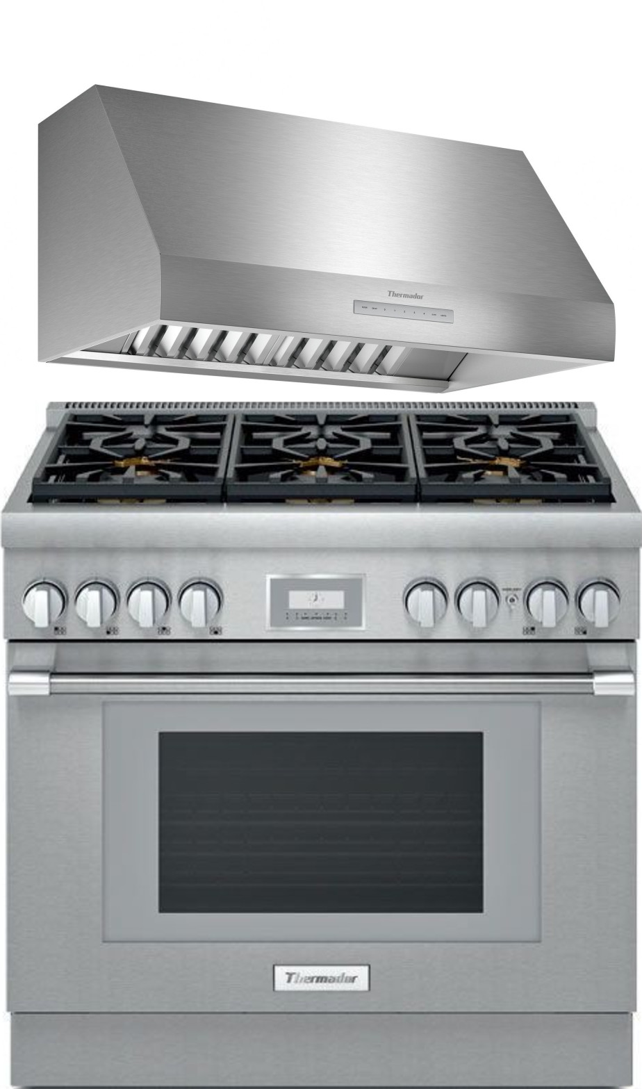 Thermador 2 Piece Kitchen Appliances Package with Dual Fuel Range in Stainless Steel THRARH113