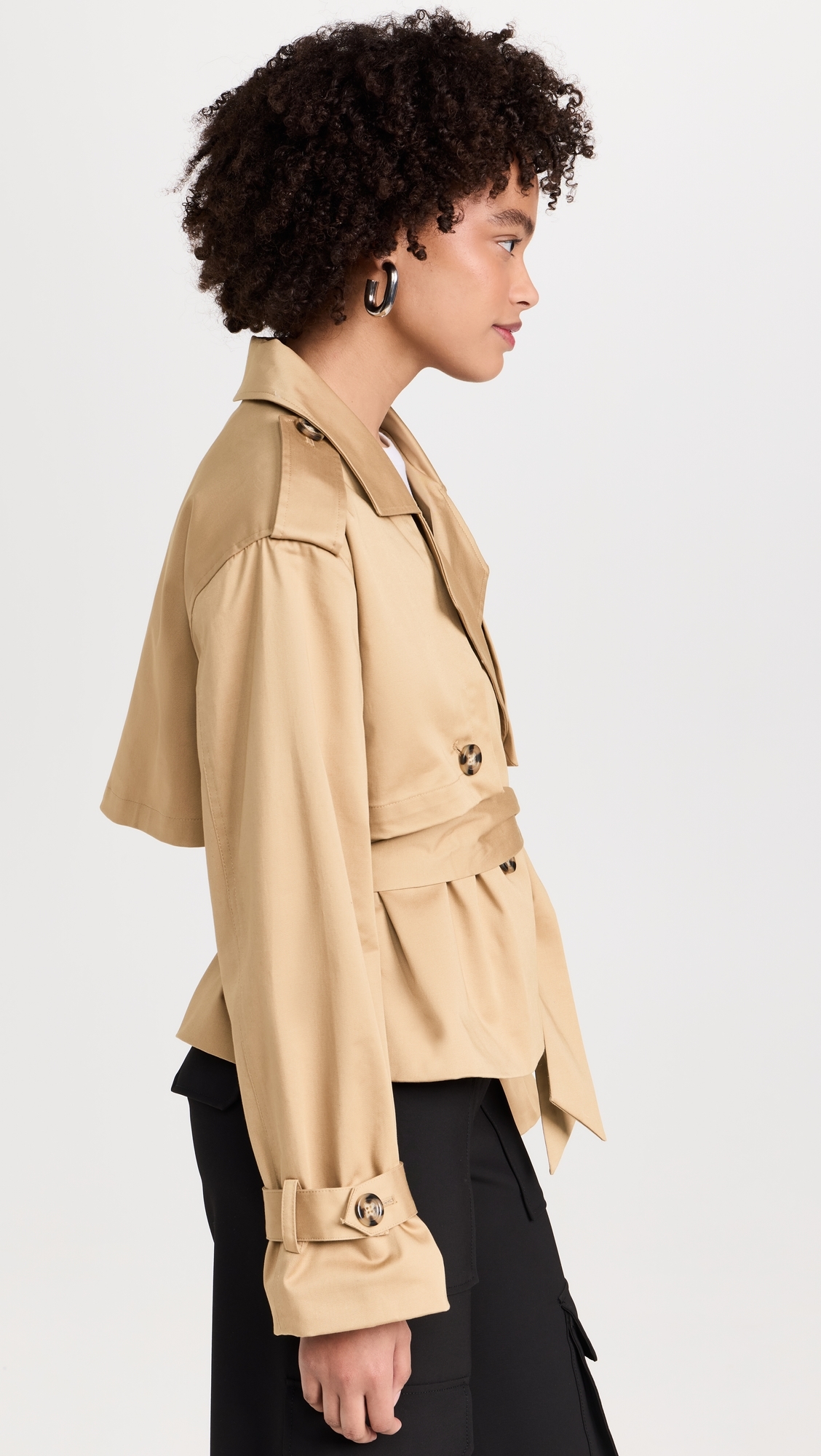 The Cropped Charles Trench Coat Sand