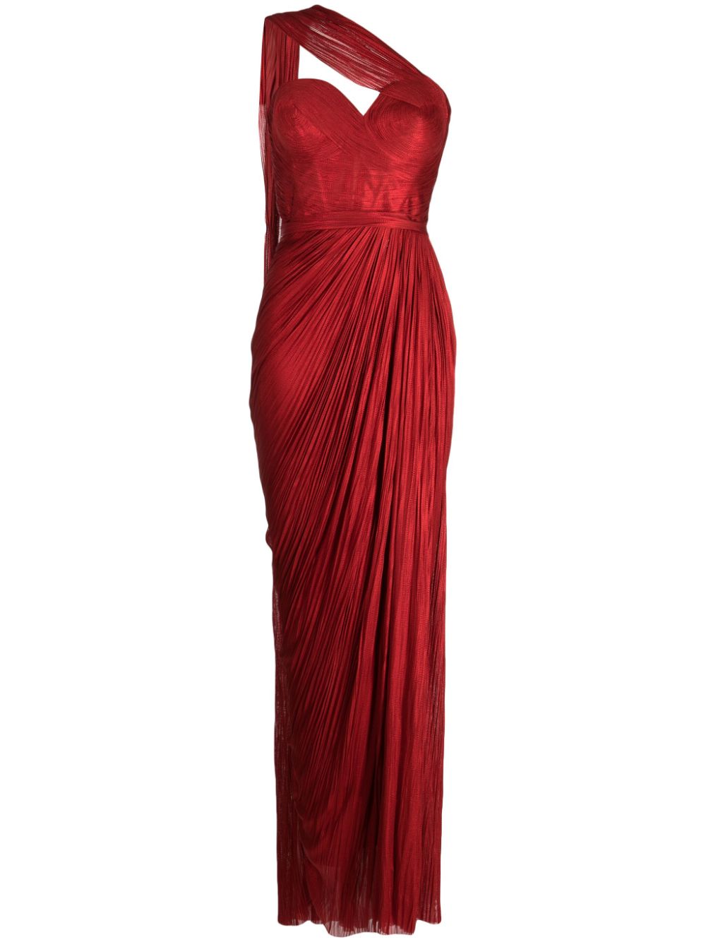 Claudine pleated silk gown - Red