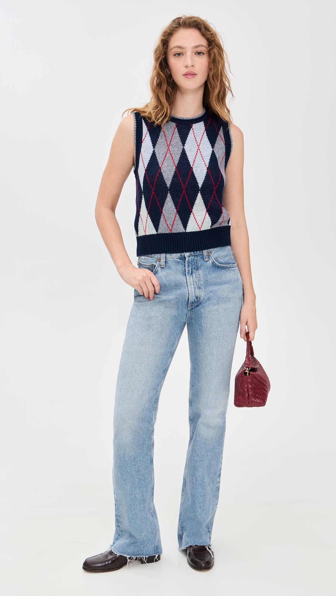 Argyle Sweater Vest Ivory