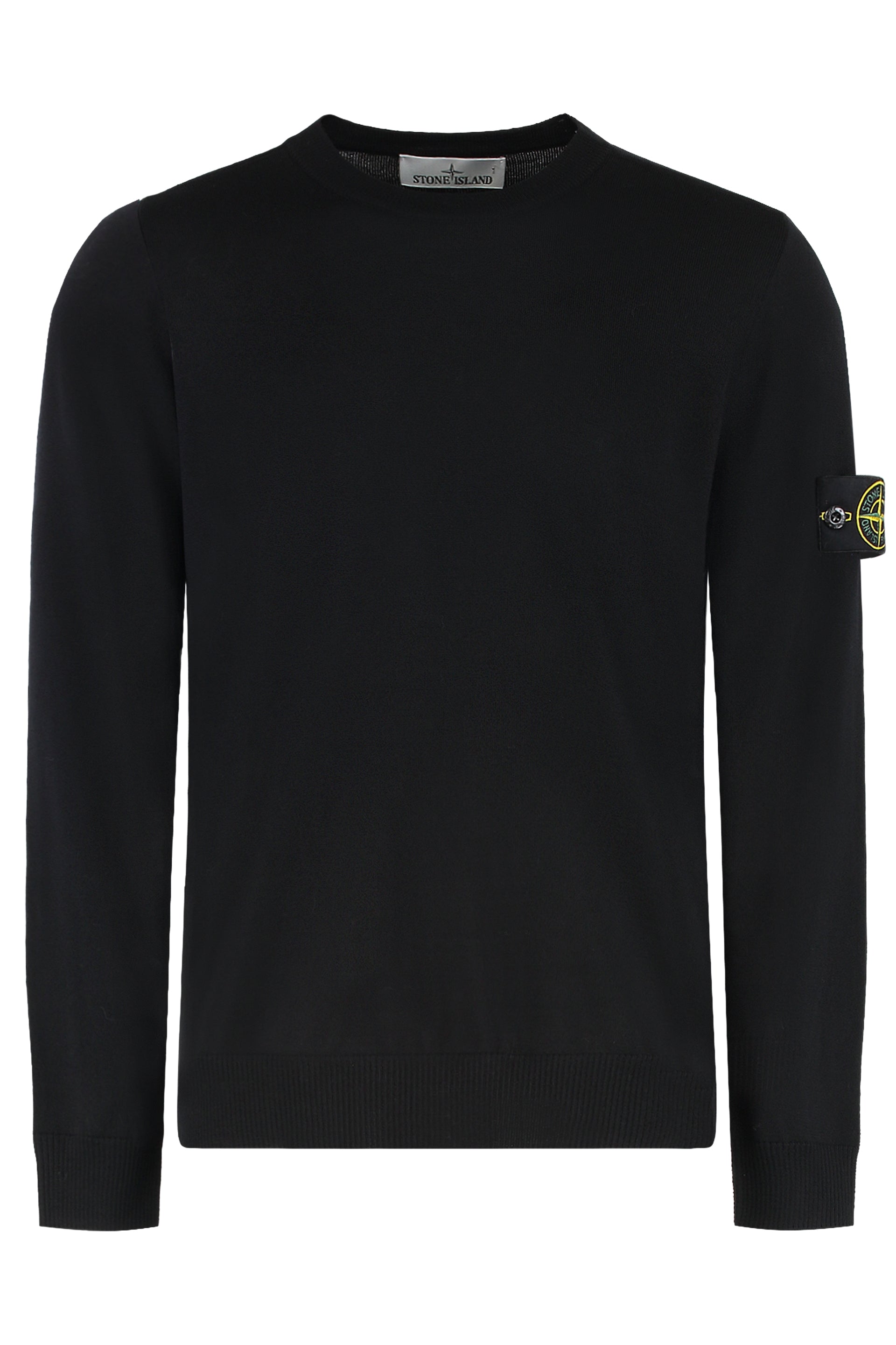 Virgin Wool Crew-Neck Sweater with Removable Logo Patch