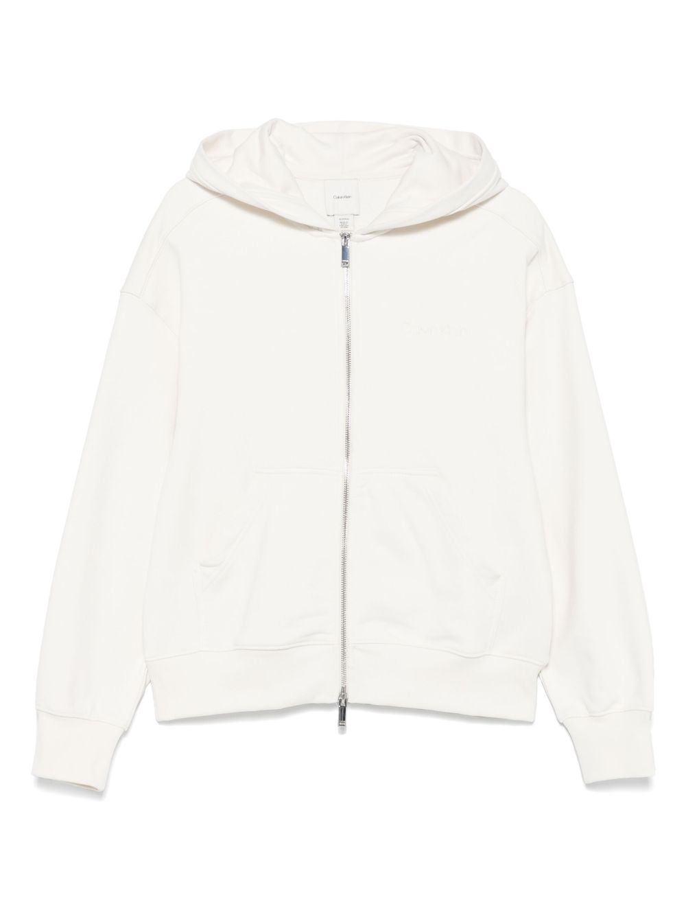 Logo-embroidered zip-up hoodie - Black