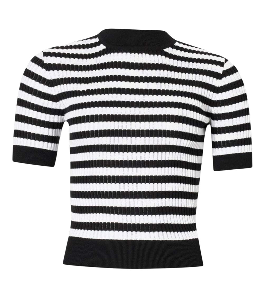 Black Stripes Mock Collar T-Shirt