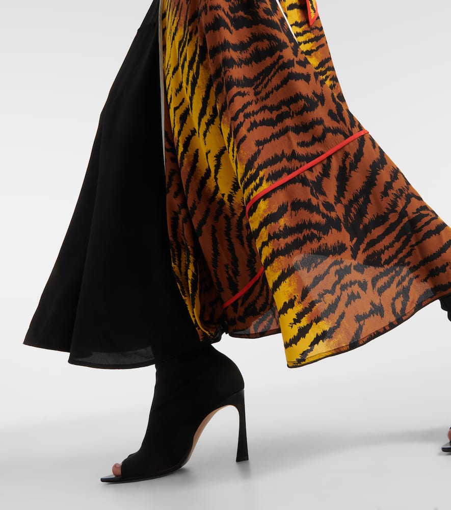 Asymmetric animal-print silk maxi dress