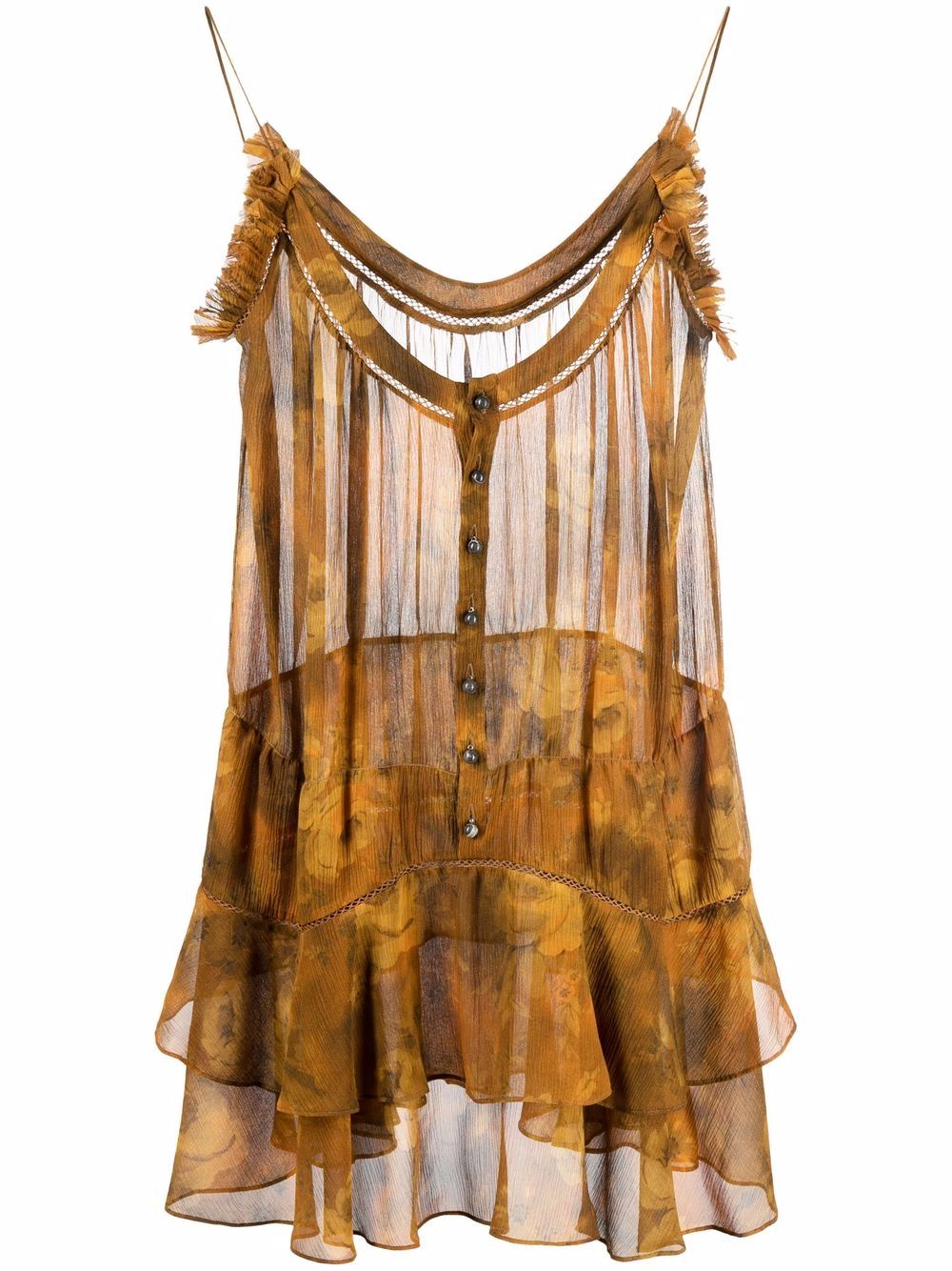 Floral print mini dress - Orange