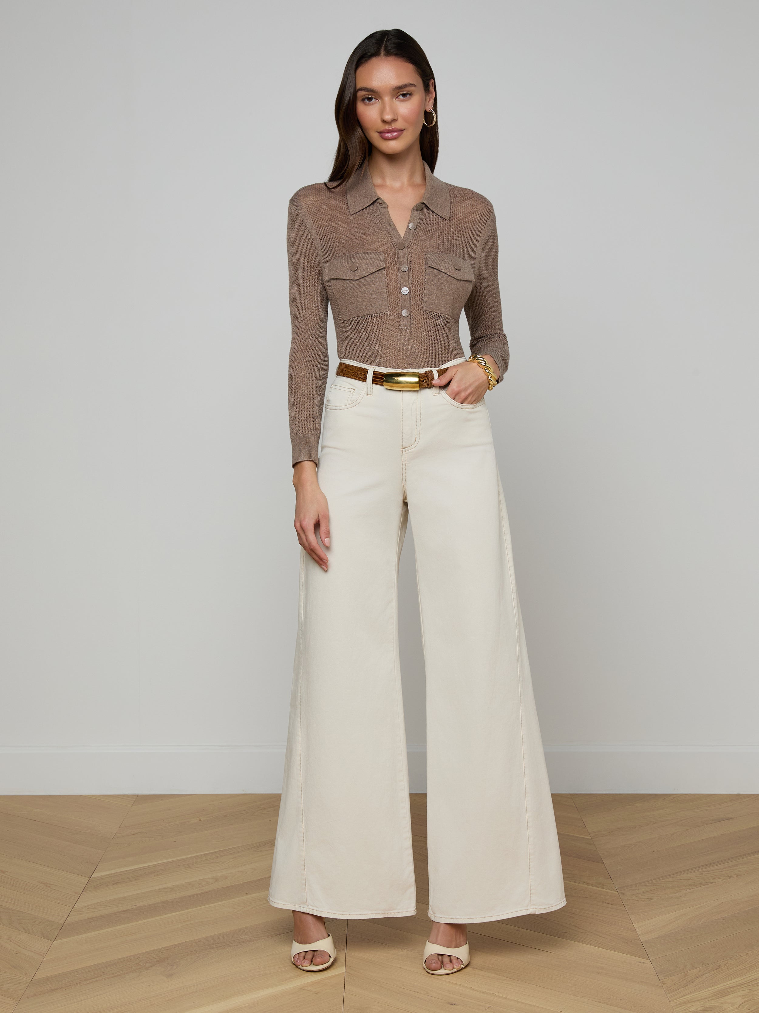 Beau Wide-Leg Jean In Macadamia