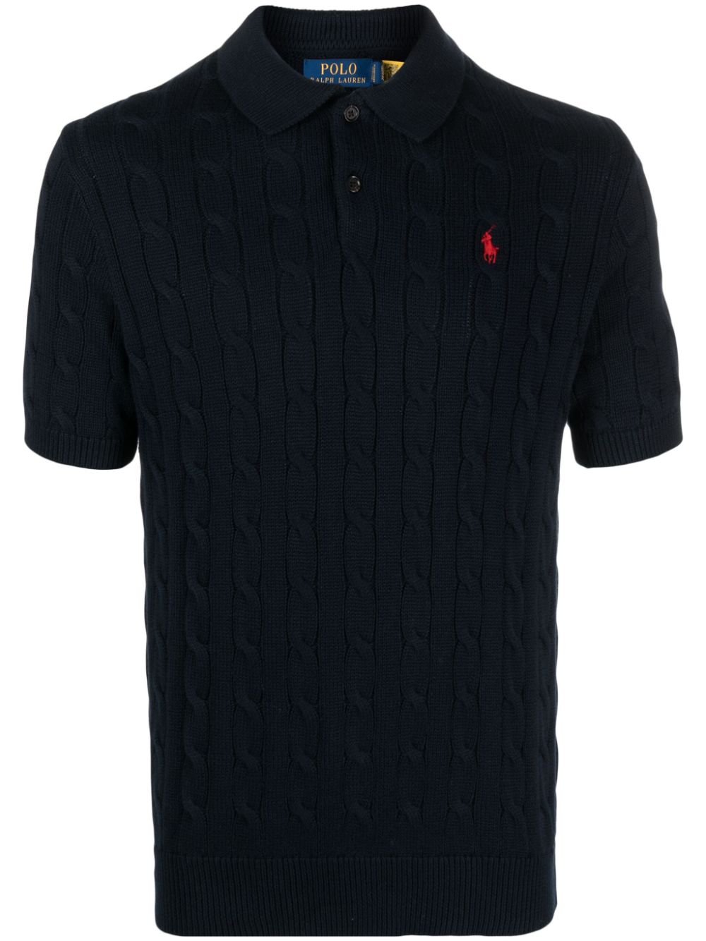 Polo Pony cable-knit polo shirt - Blue
