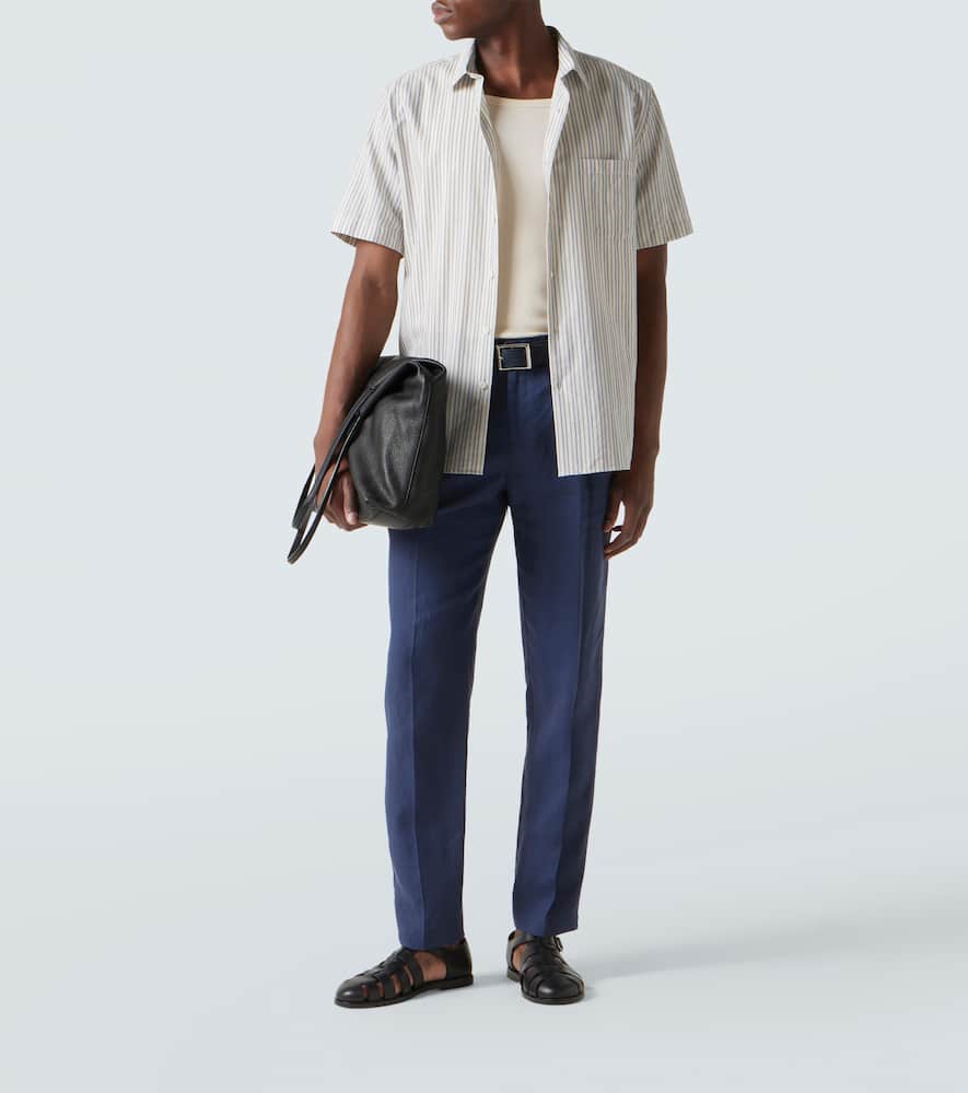 Pleated linen straight pants