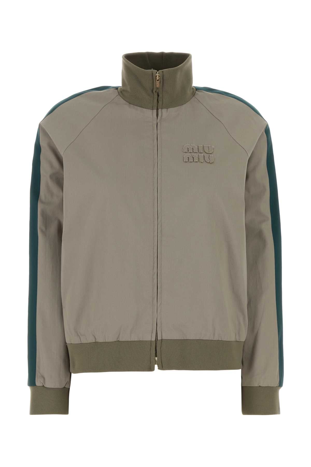 Color-Block Cotton Jacket — Gray