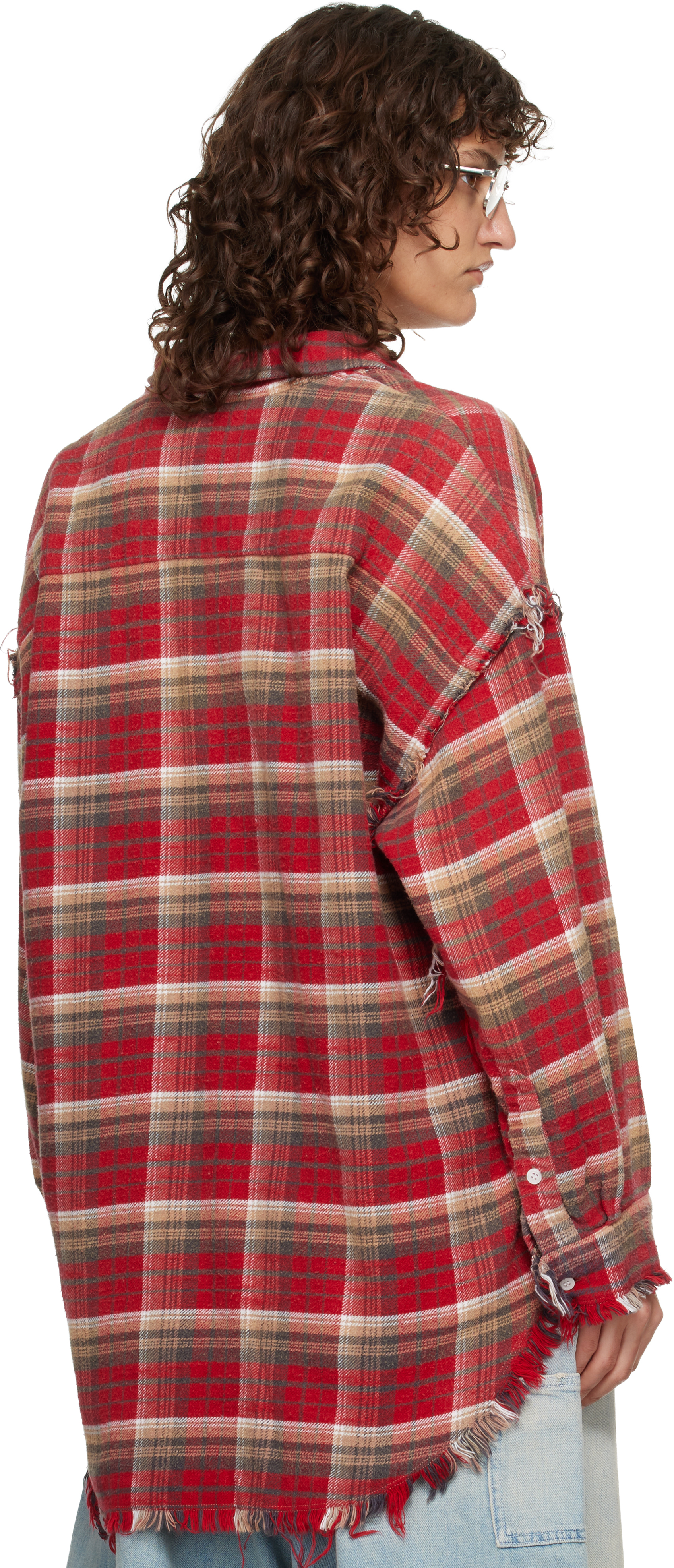 SSENSE Exclusive Red Shredded Seam Drop Neck Shirt