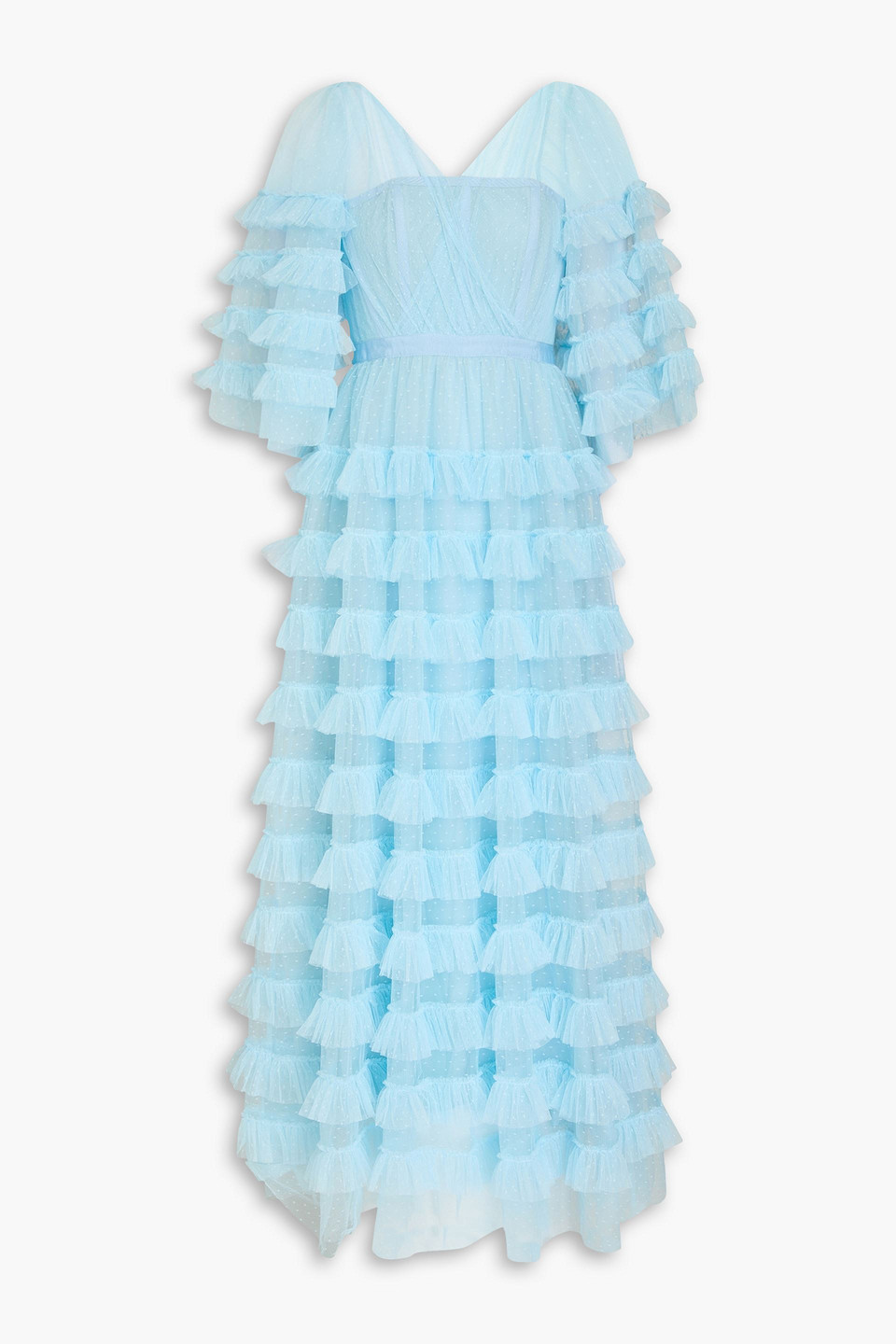 Huishan Zhang - Marybell tiered point d'esprit gown - Blue - UK 8