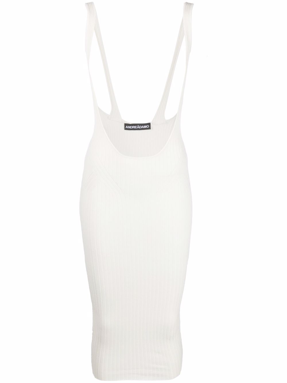 Ribbed-knit pinafore skirt - White