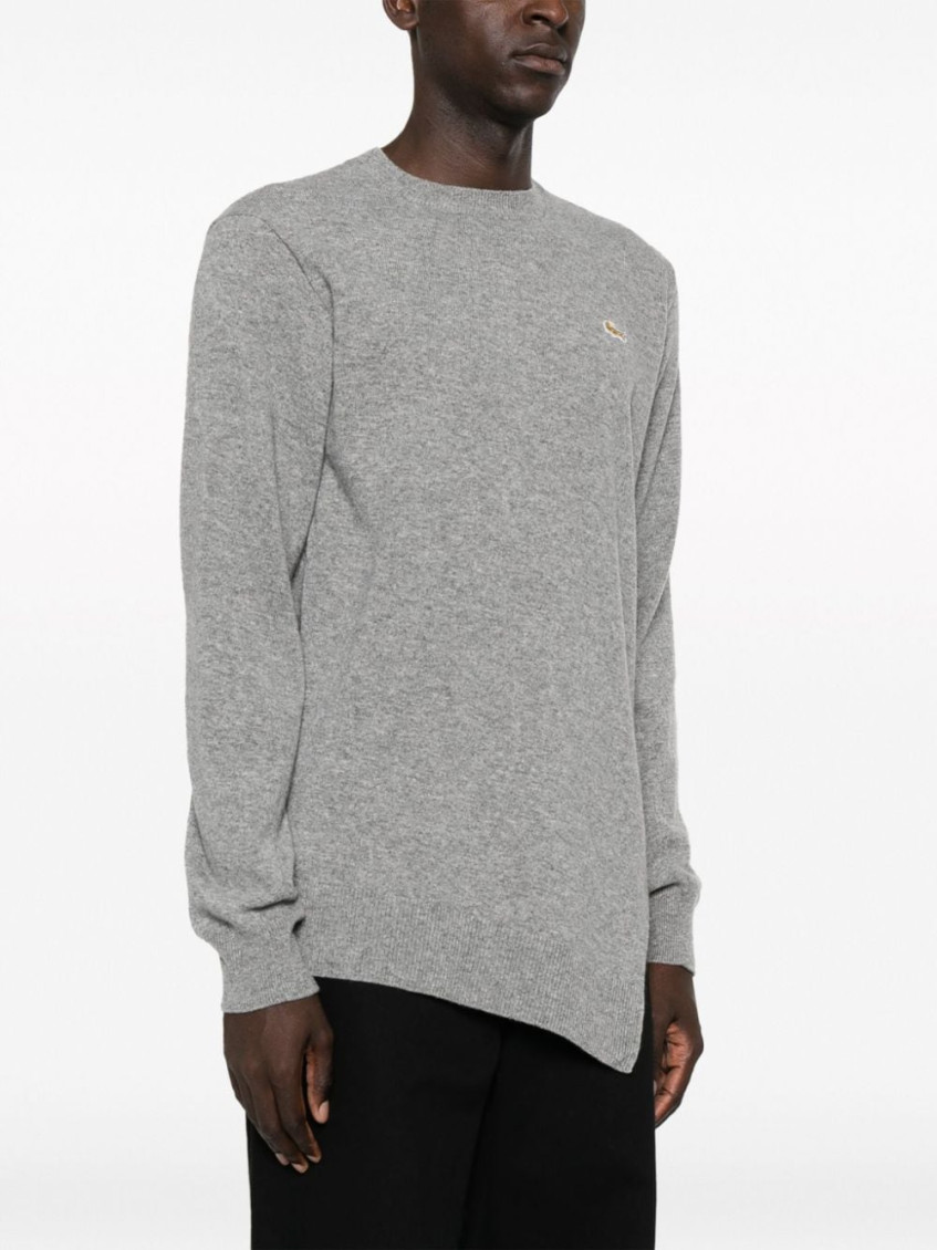 X Lacoste Asymmetric-hem Crewneck Jumper