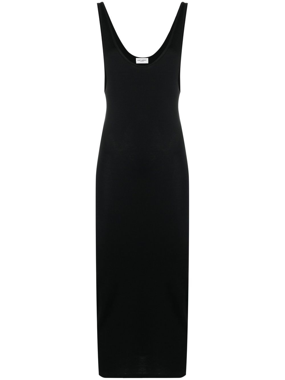 Fine-ribbed slip dress - Black