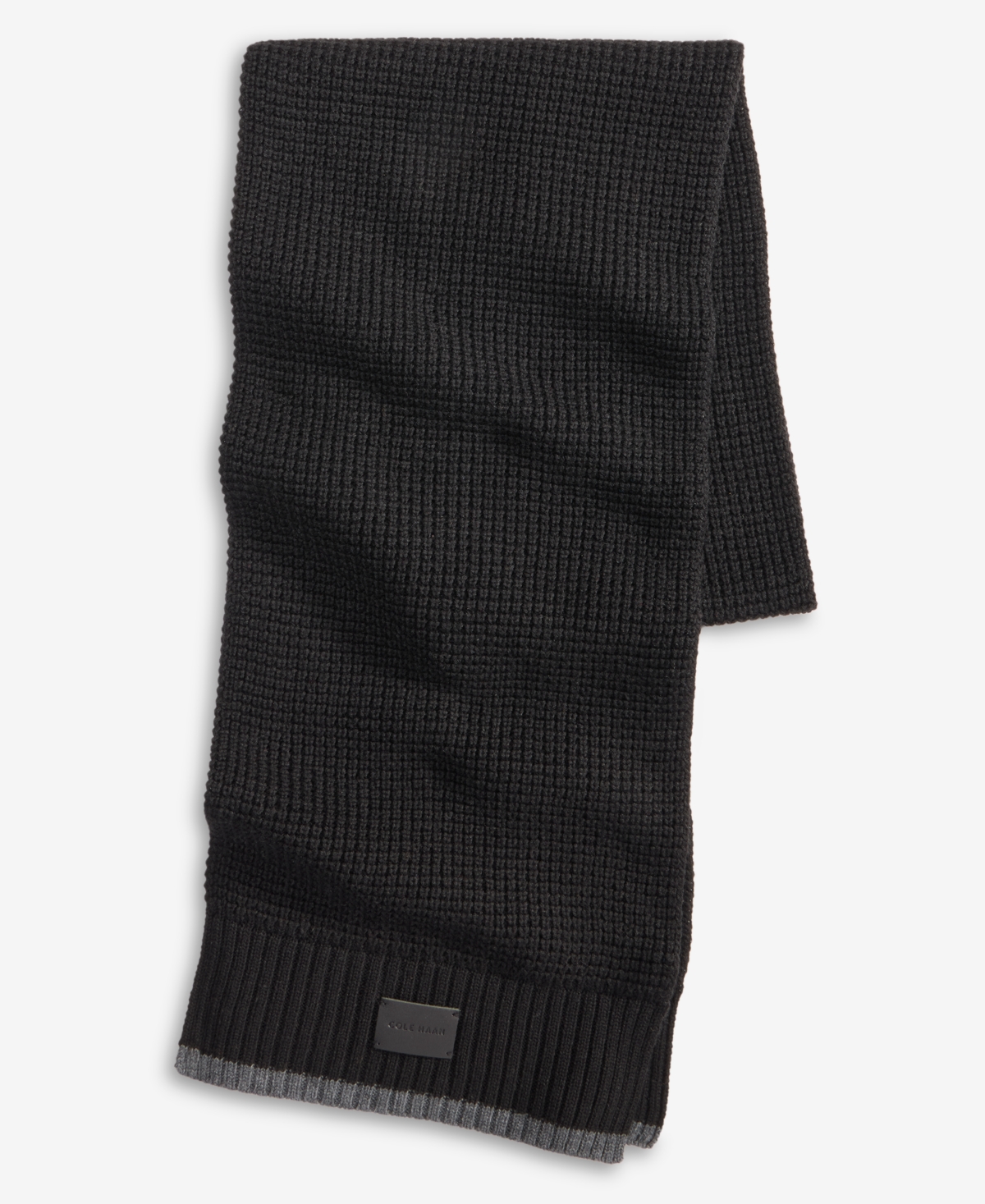 Men's Waffle-Knit Scarf - Black